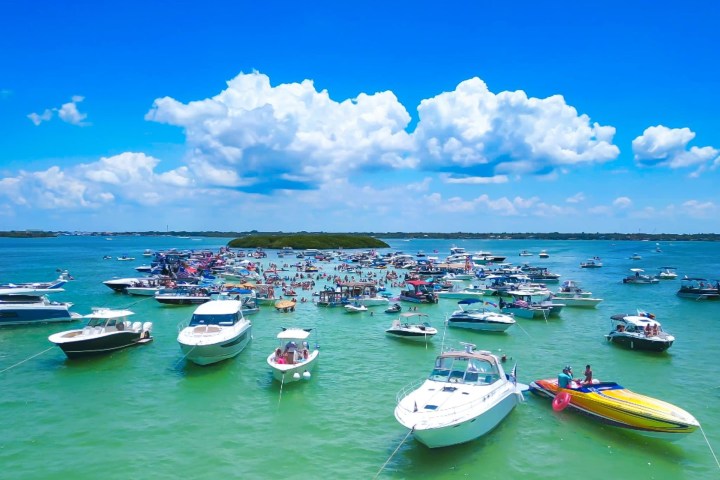 a small boat in a body of water